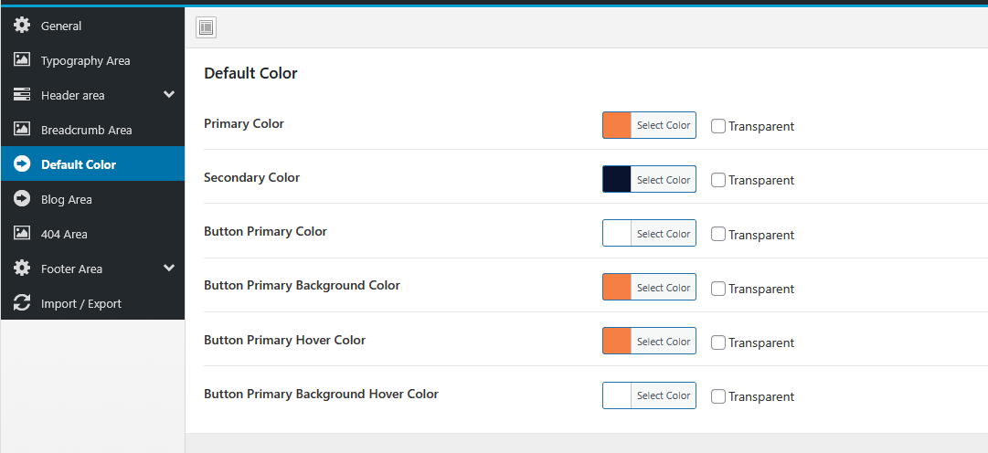 Default Color Settings