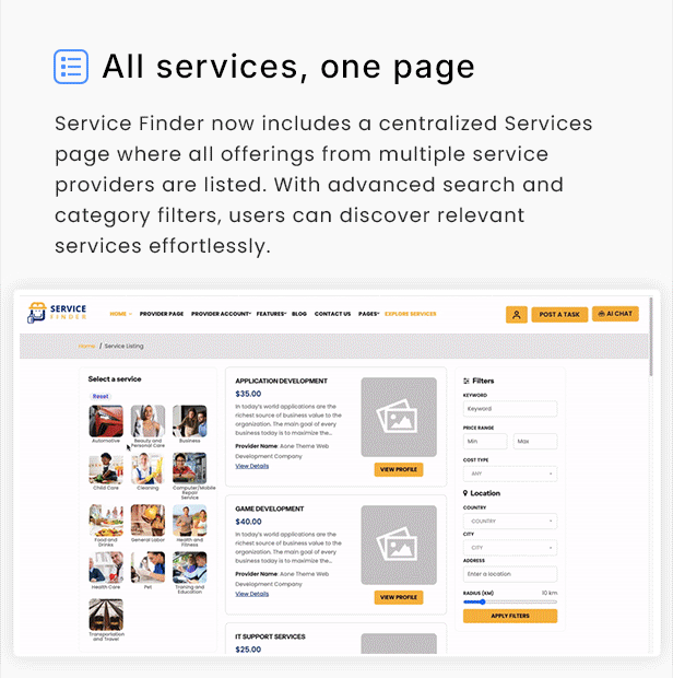 Service Finder - Directory and Job Board WordPress Theme